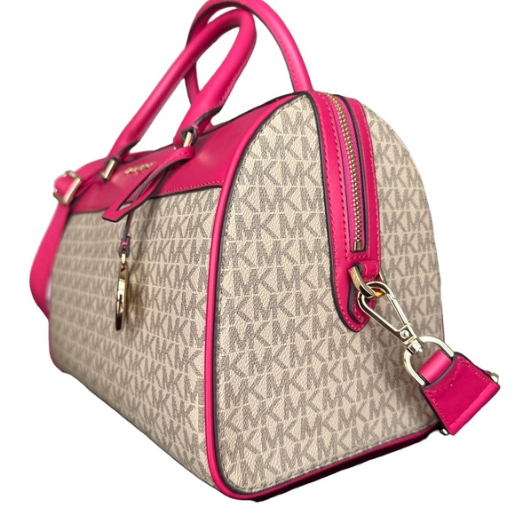 Michael Kors MK Jet Set Travel Medium Duffle Bag Satchel Pink - Picture 9 of 11